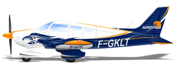 Piper Archer II F-GKLT peinture par aerostyll aeronautical paint white blue orange blanc bleu aerospeed