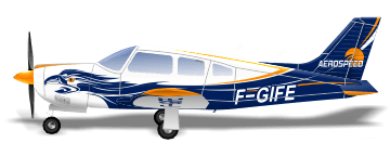 Piper Arrow PA28 F-GIFE peinture par aerostyll aeronautical paint white blue orange blanc bleu aerospeed